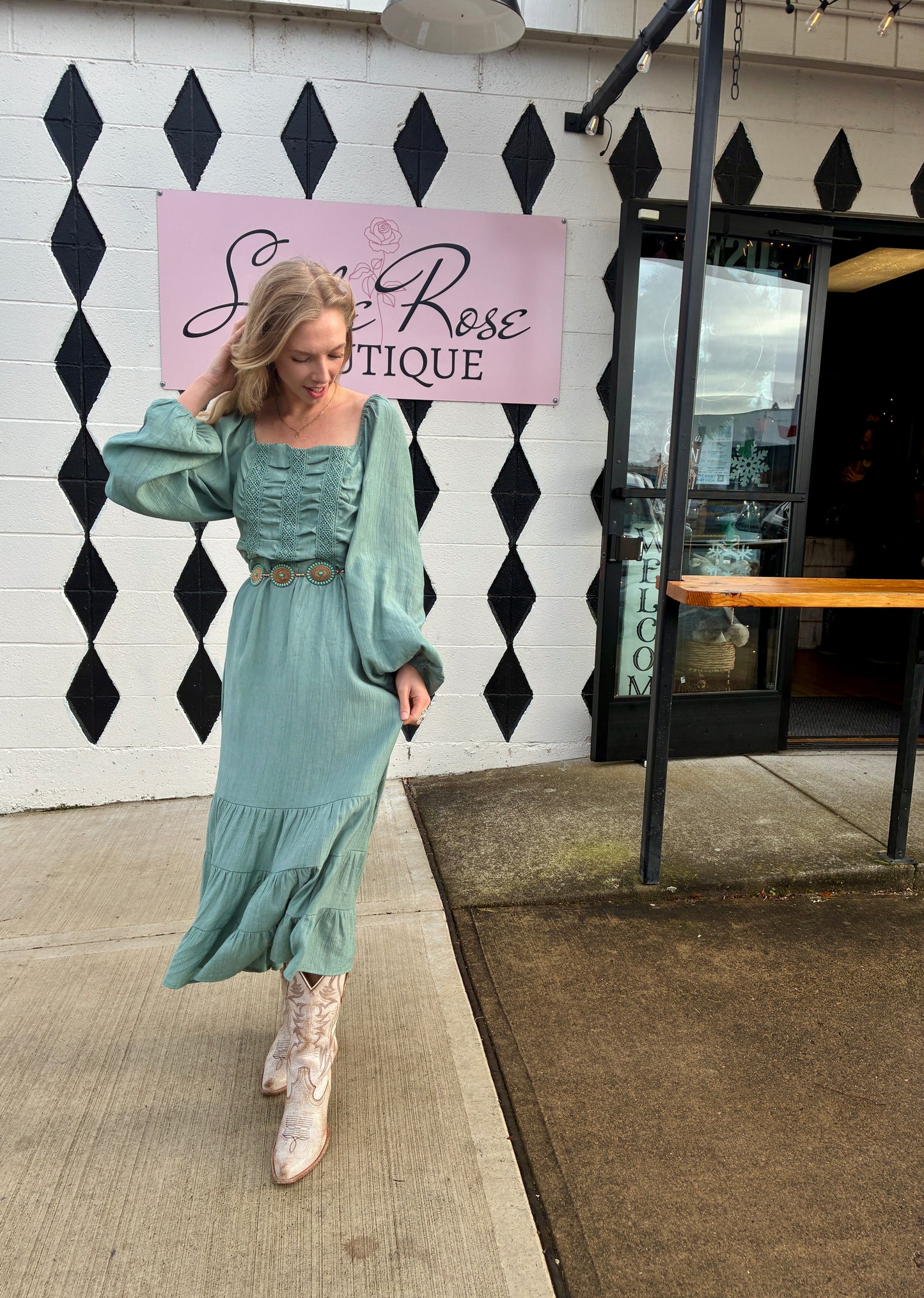 Sage Long Sleeve Dress