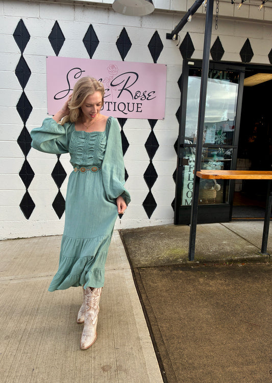Sage Long Sleeve Dress