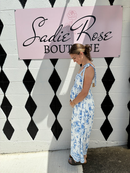 Blue & White Floral Dress