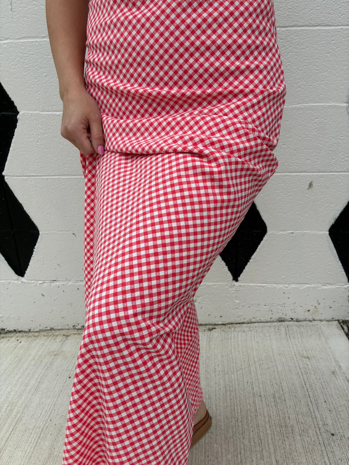 Red and White Milkmaid Dress