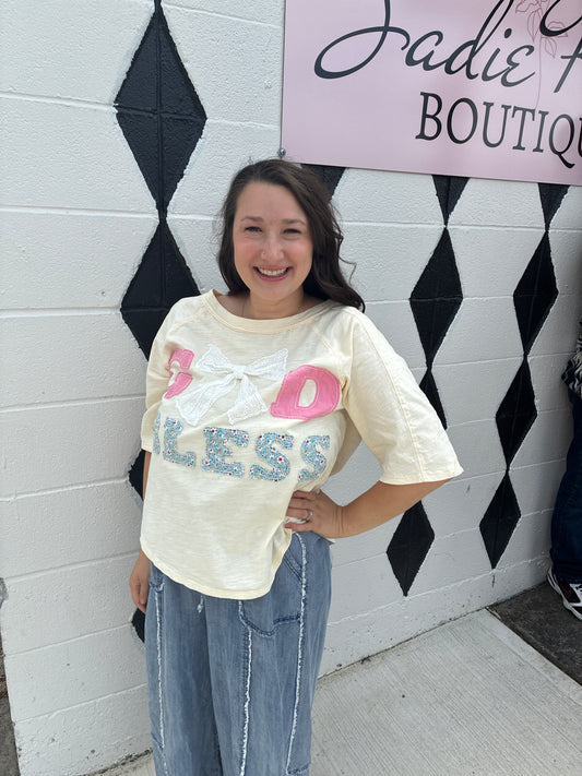 God Bless Patchwork Tee