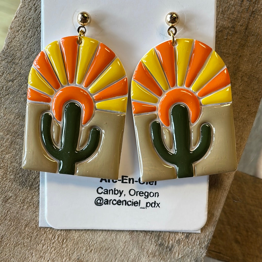 Sunset Cacti Dangles