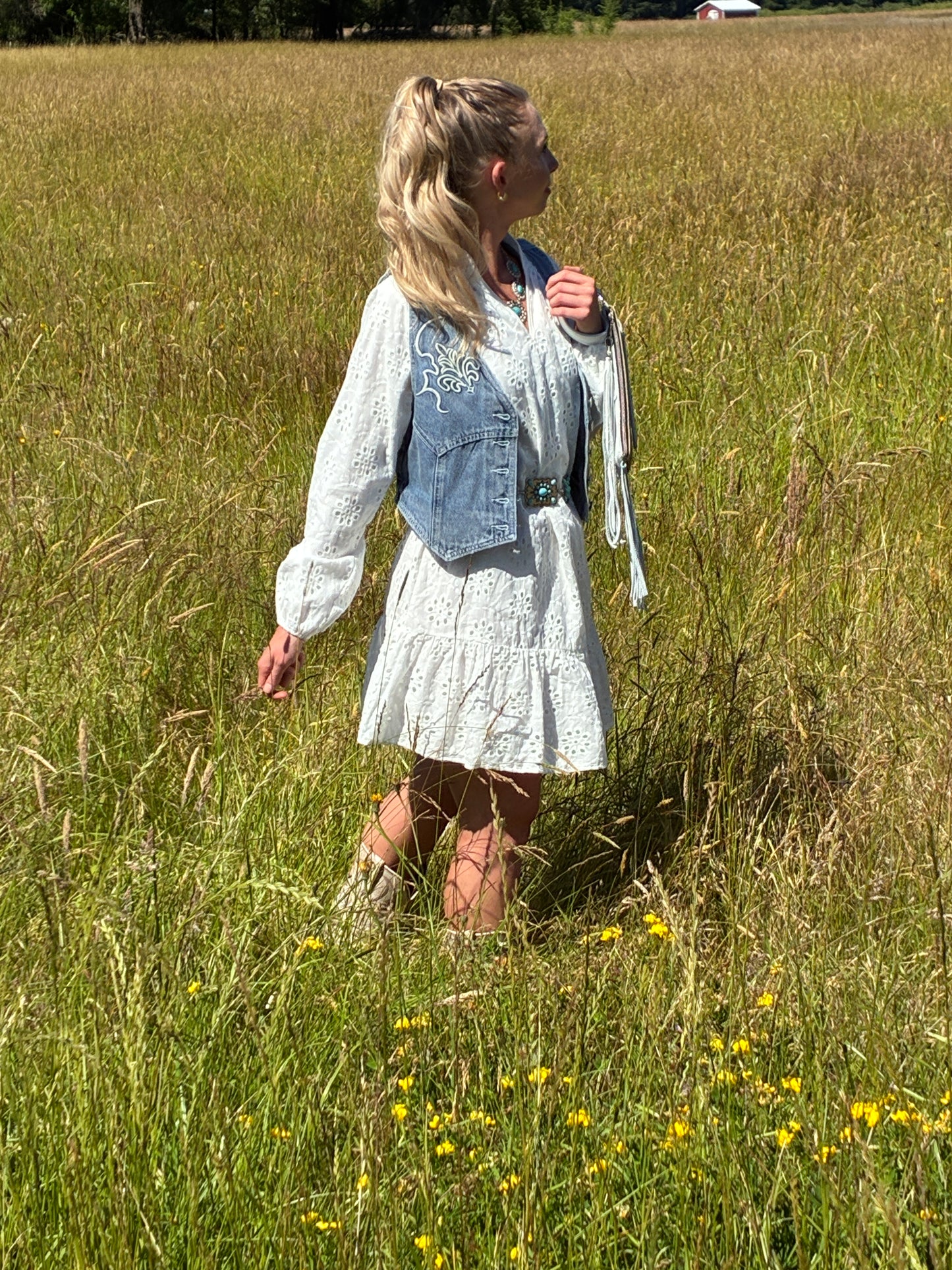 Denim Embroidered Vest