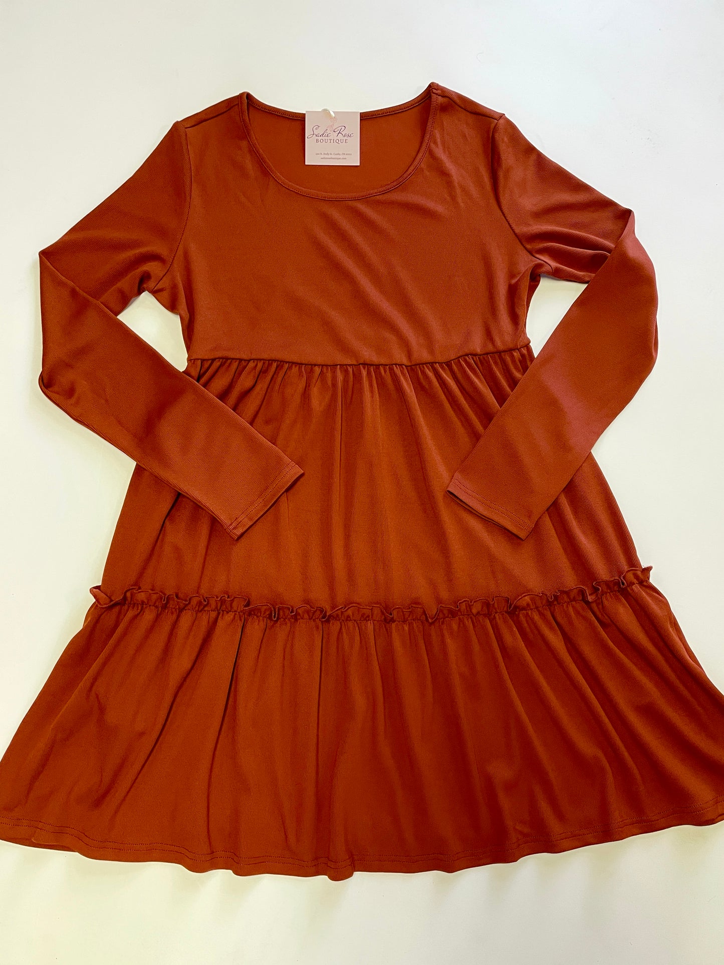 Rust Orange Long Sleeve Dress