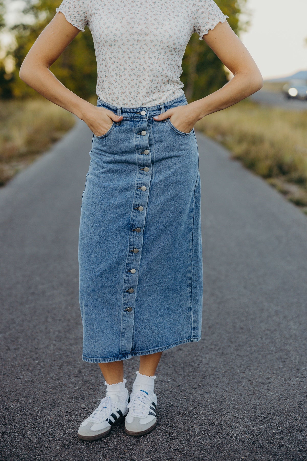 Button Denim Skirt