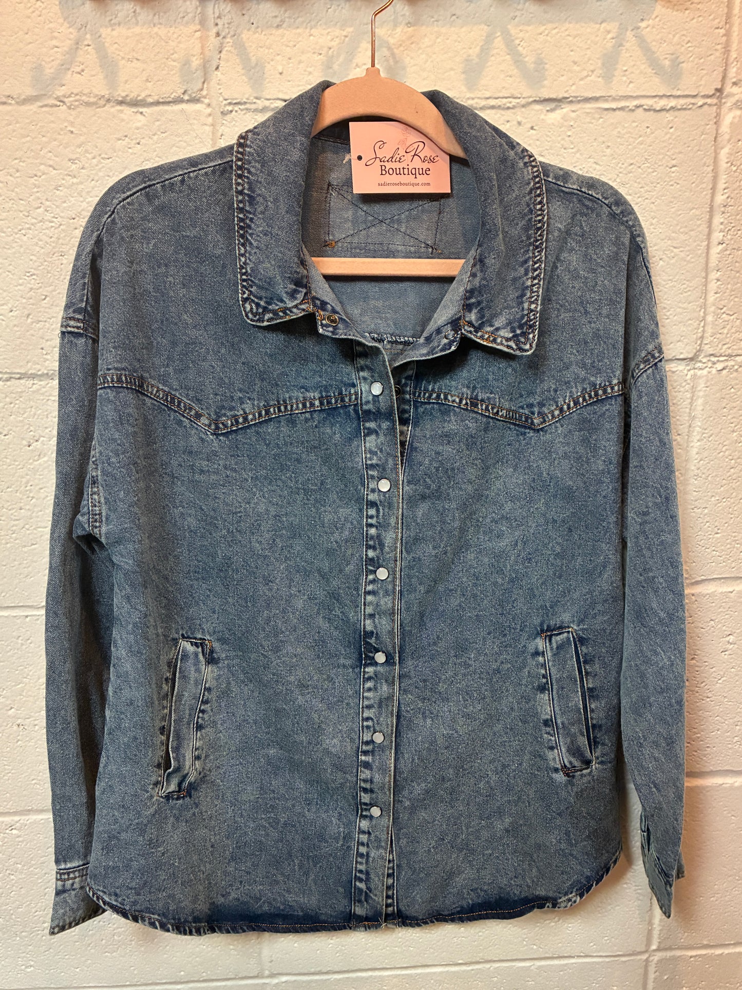 Western Indigo Pearl Snap Button Up