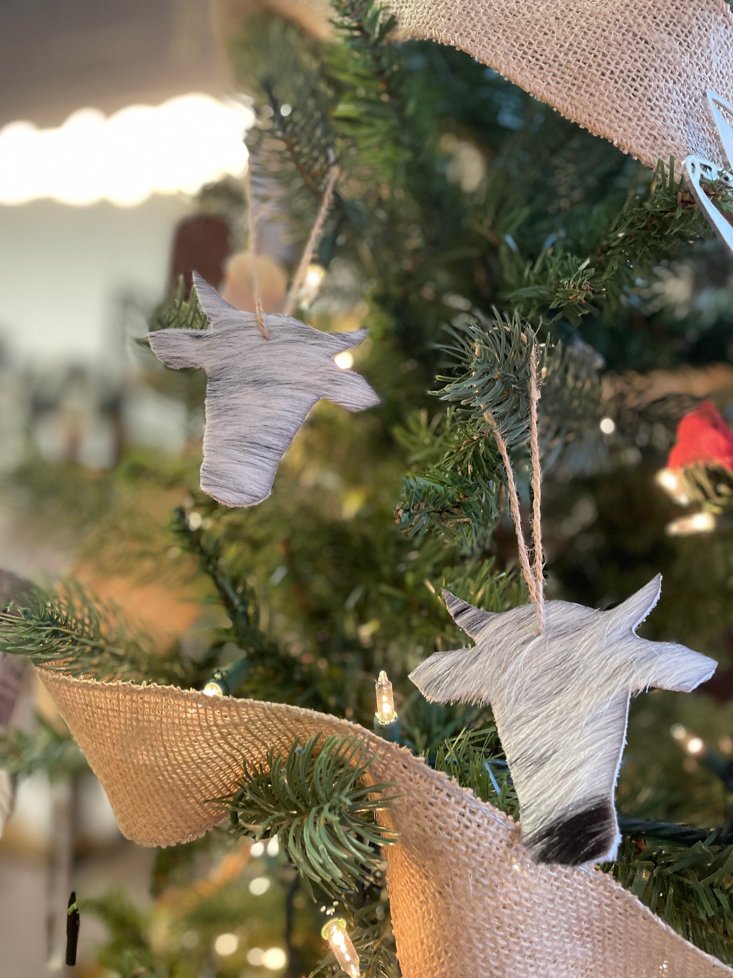 Cow Hide Christmas Ornaments