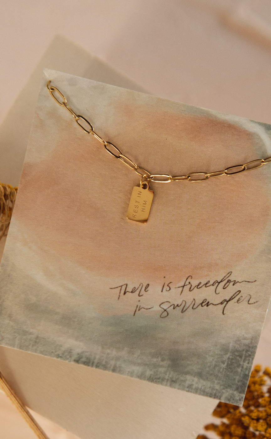 Rest in Him Gold Plated Necklace