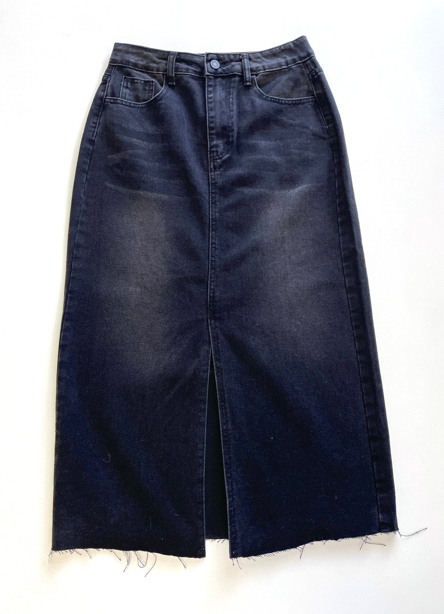 Black Denim Long Skirt