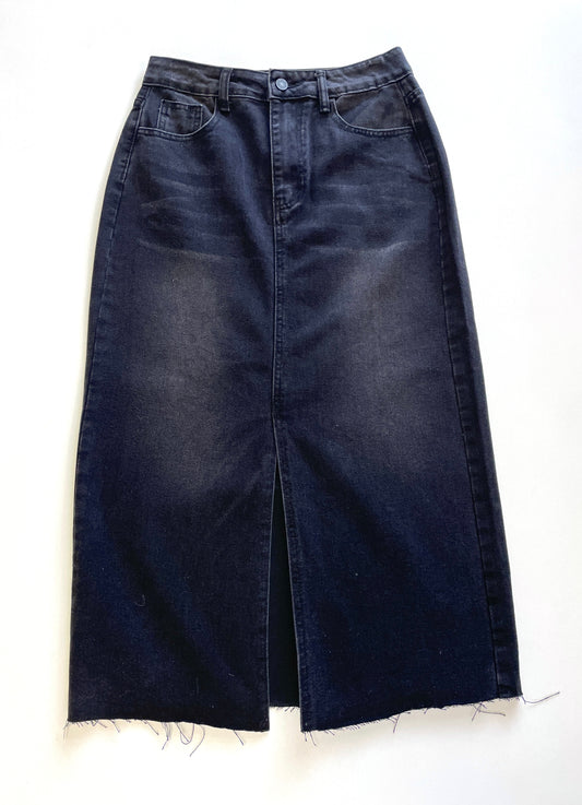 Black Denim Long Skirt