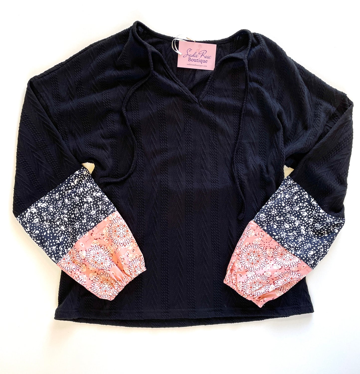 Black & Pink Longsleeve Patterned Shirt