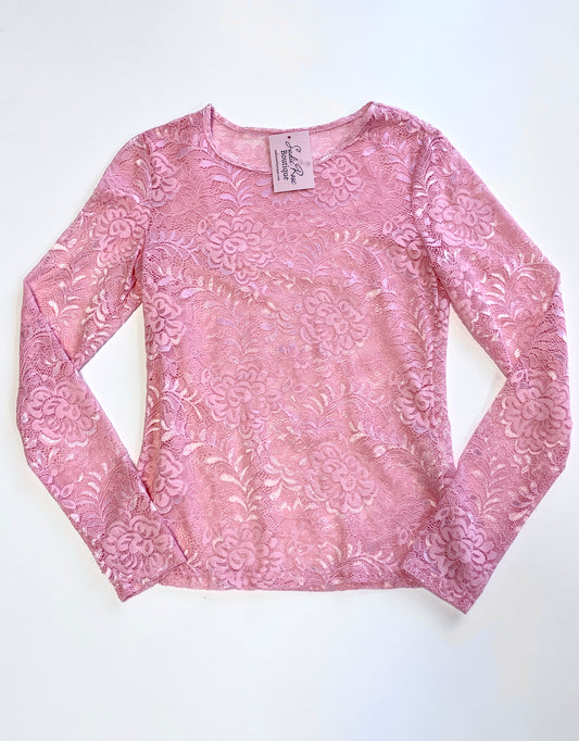 Pink Lace Shimmer Longsleeve