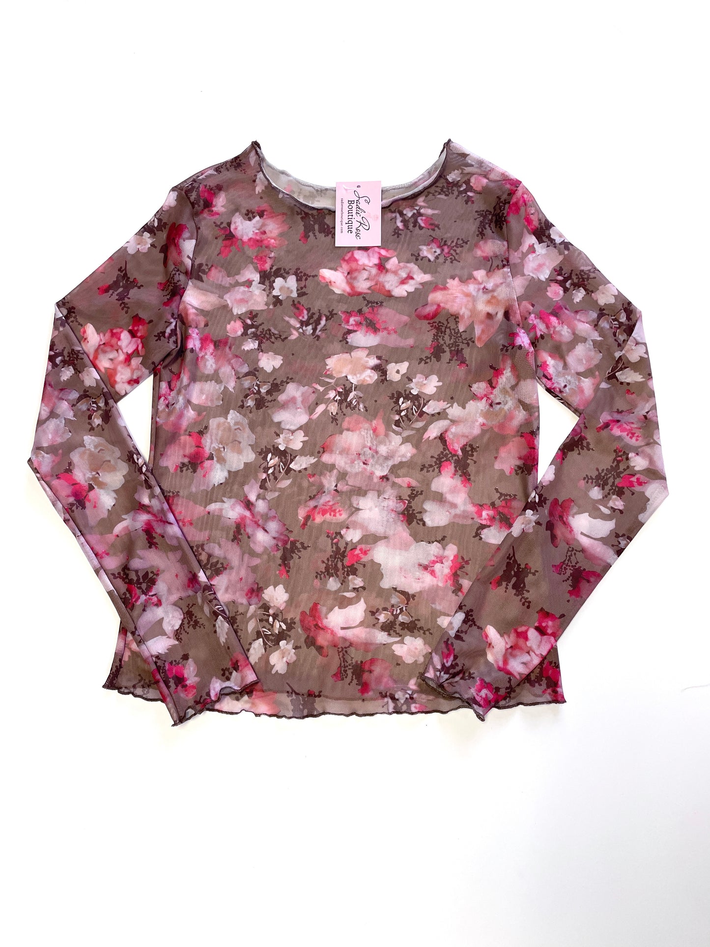 Brown Floral Longsleeve Top