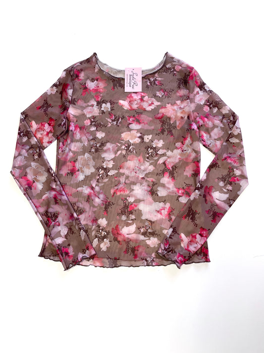 Brown Floral Longsleeve Top