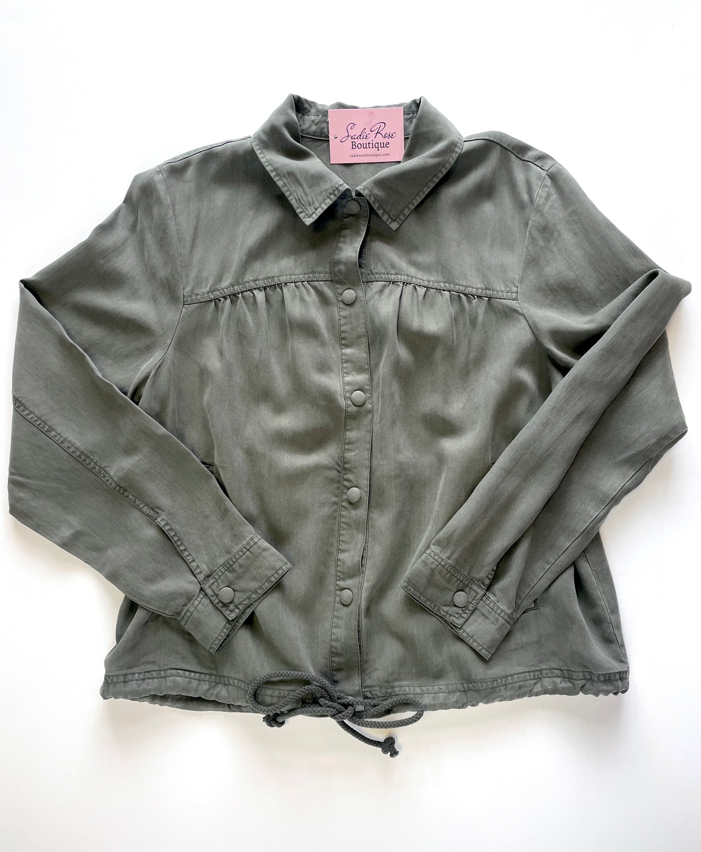 Green Button Down Top