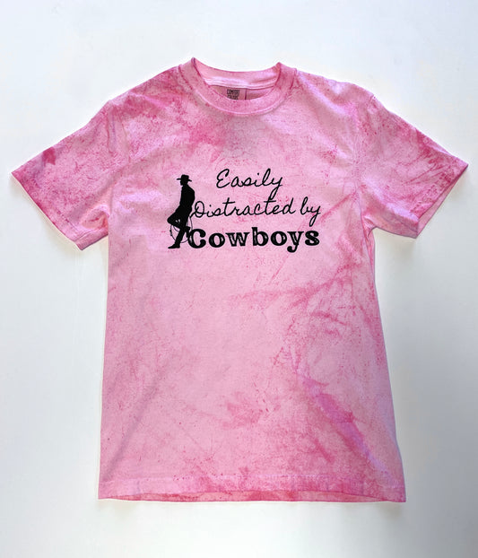 Pink Easily Distracted By Cowboys Tee