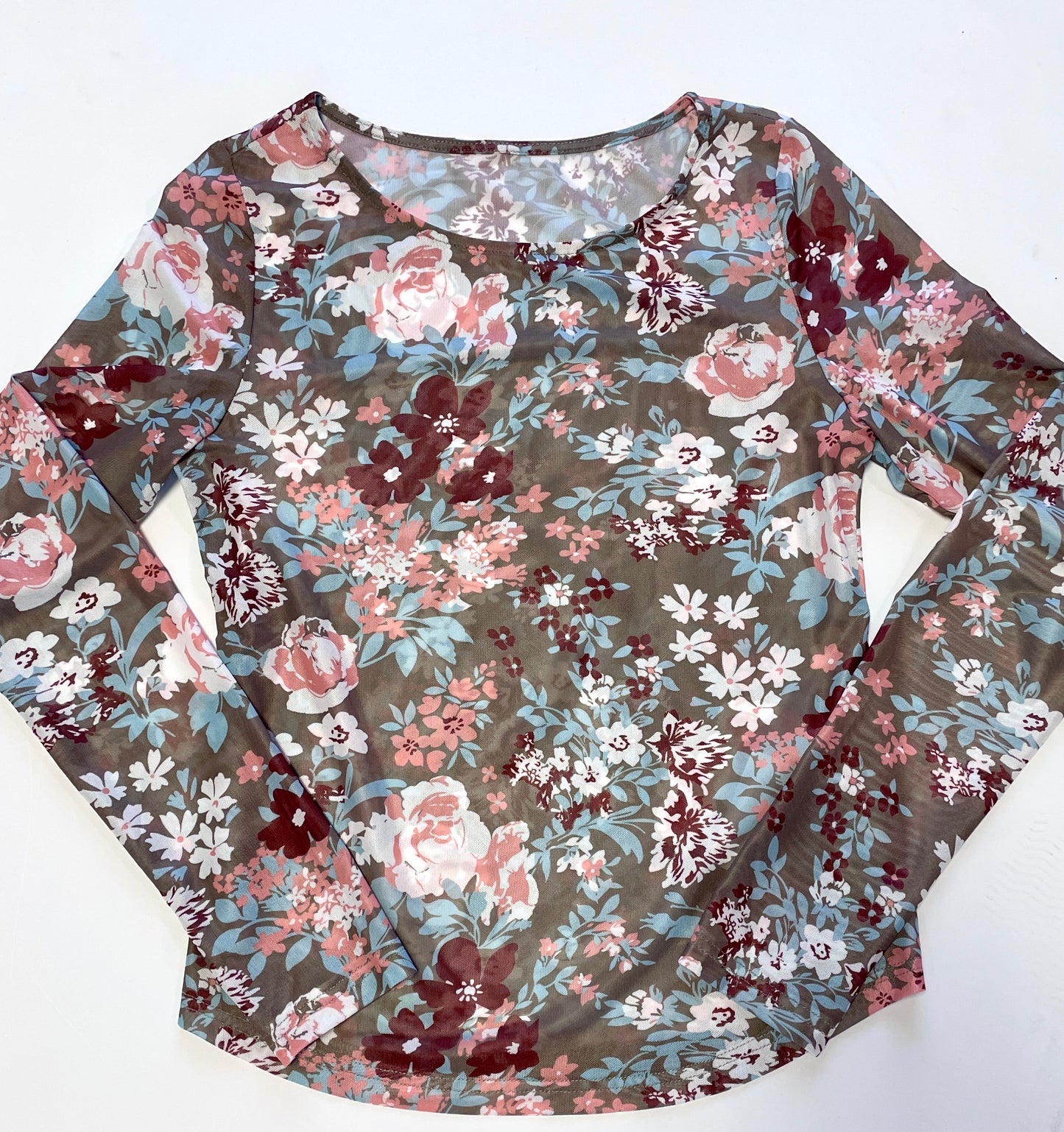 Green Mesh Floral Shirt