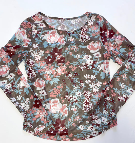 Green Mesh Floral Shirt