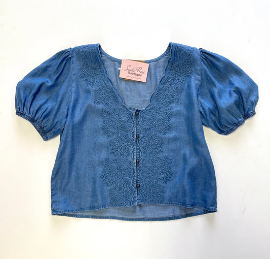 Blue Denim Embroidered Blouse