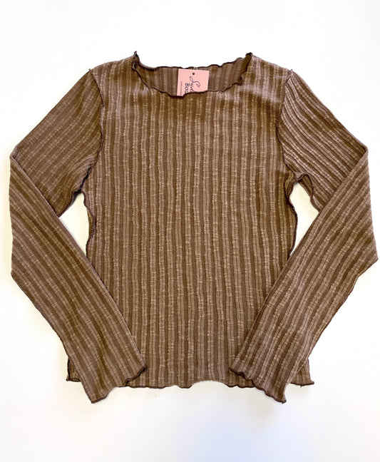 Brown Ribbed Long Sleeve