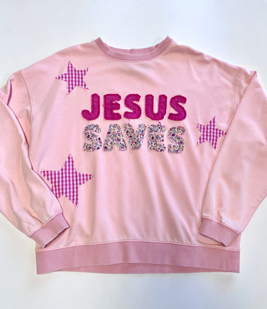 Pink Jesus Saves Sweatshirt