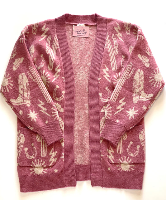 Pink Western Cardigan