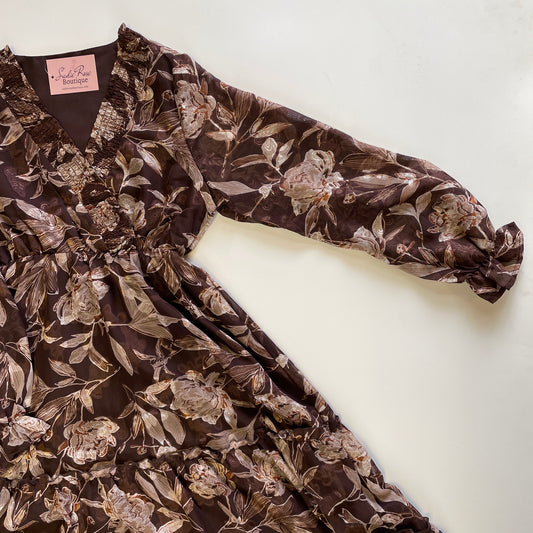 Brown Floral Dress