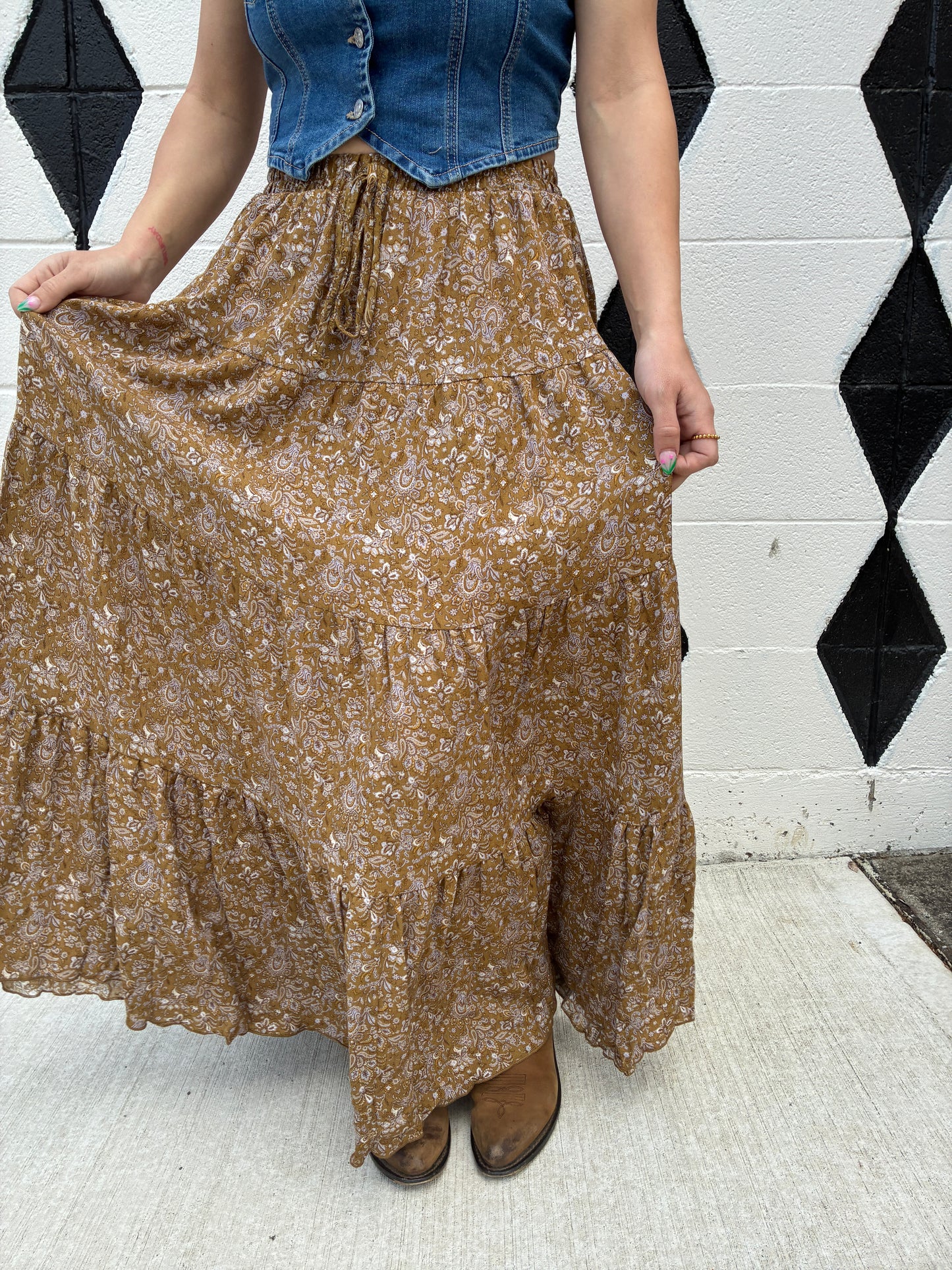 Golden Floral Skirt