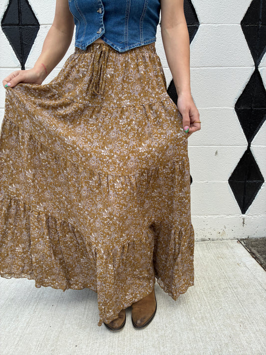 Golden Floral Skirt