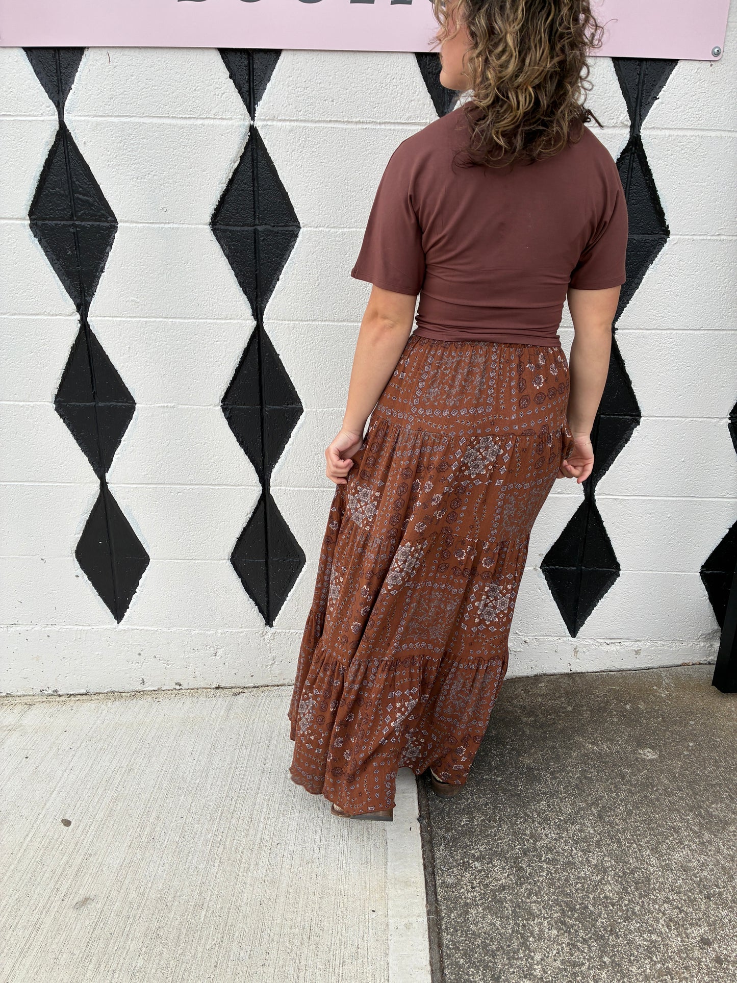 Brown Bandana Print Skirt