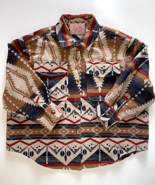 Navy/Brown Aztec Shacket