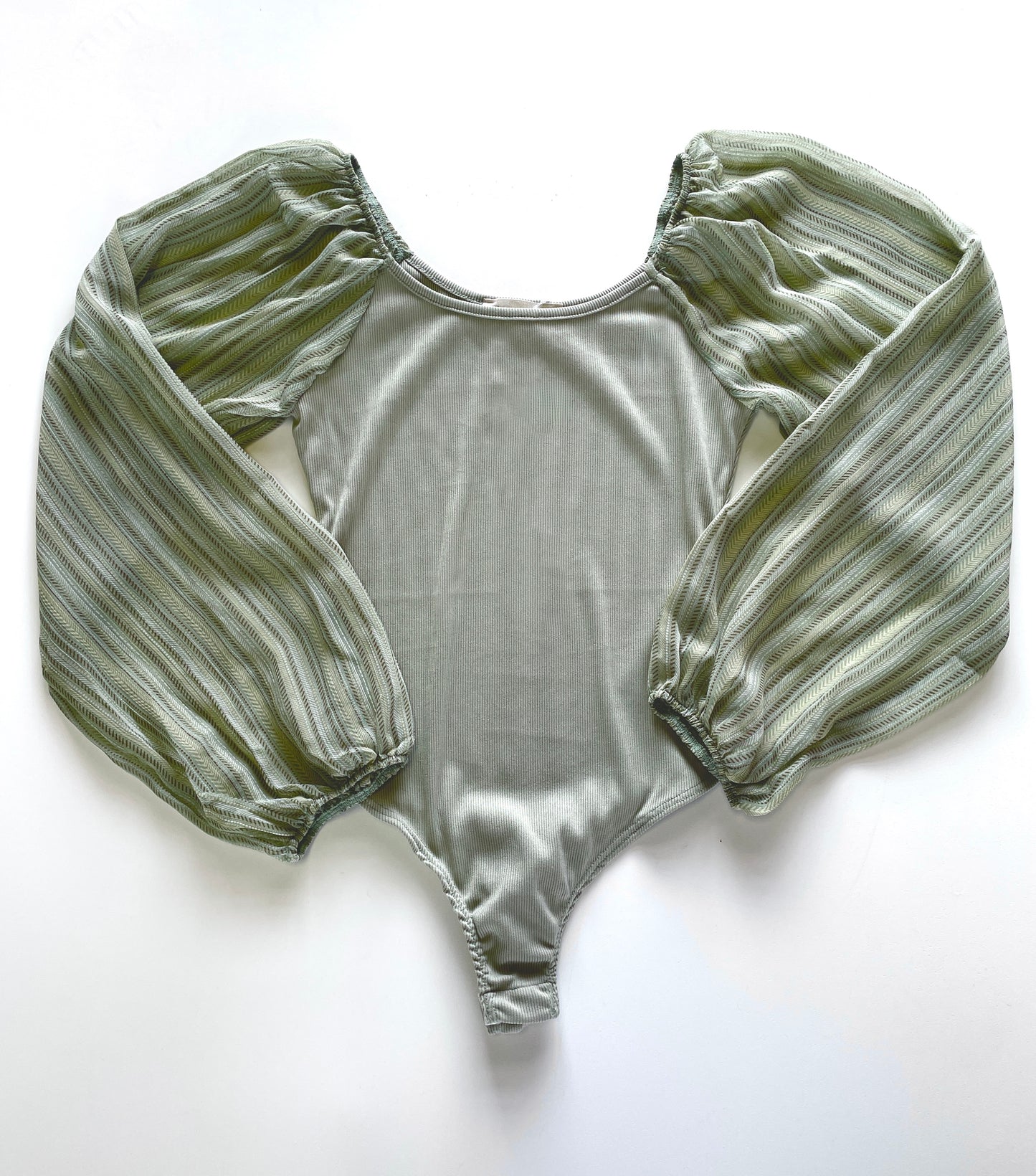 Green Mesh Sleeve Bodysuit