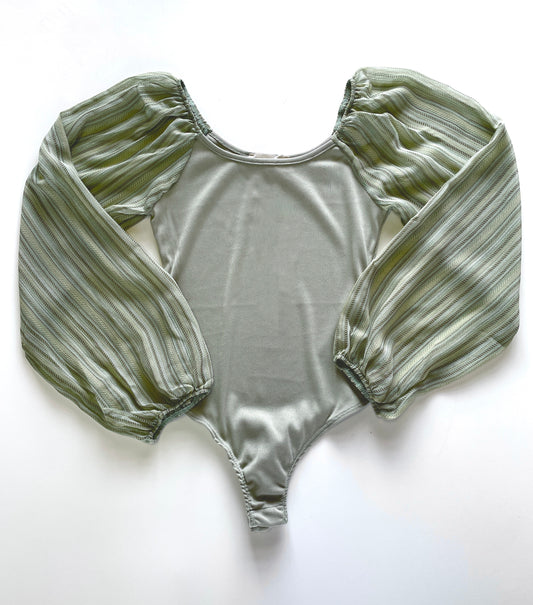 Green Mesh Sleeve Bodysuit
