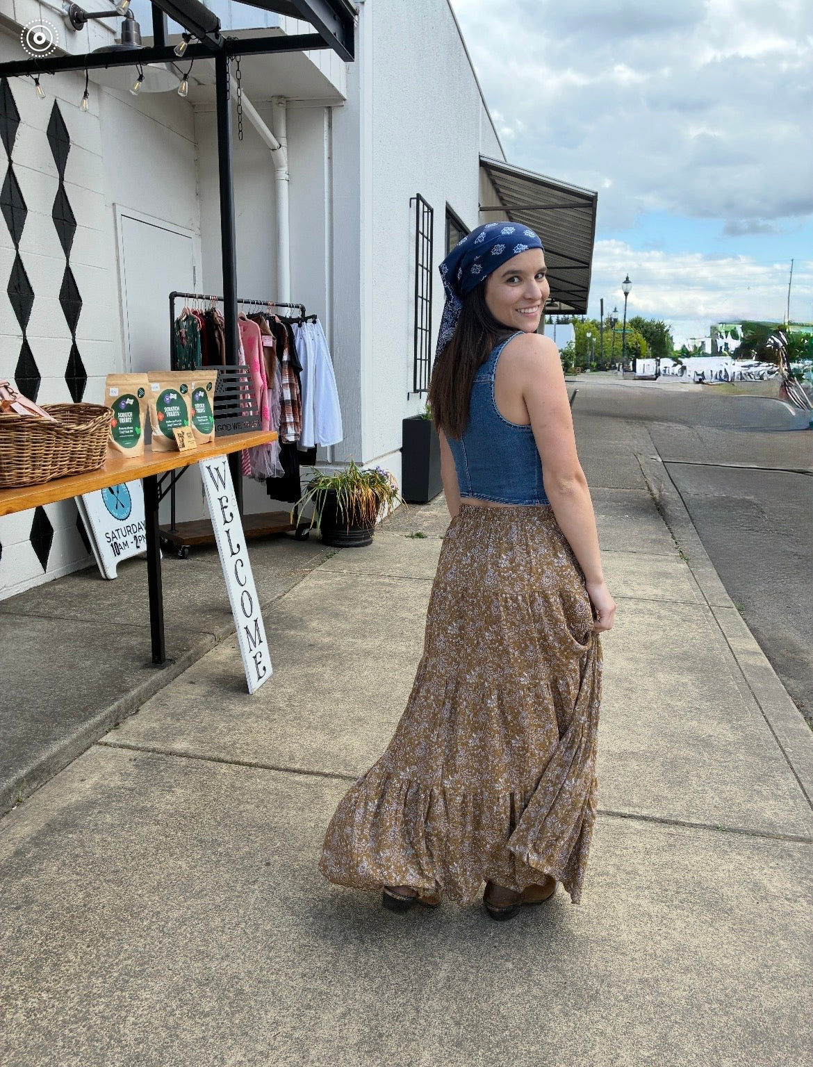 Golden Floral Skirt