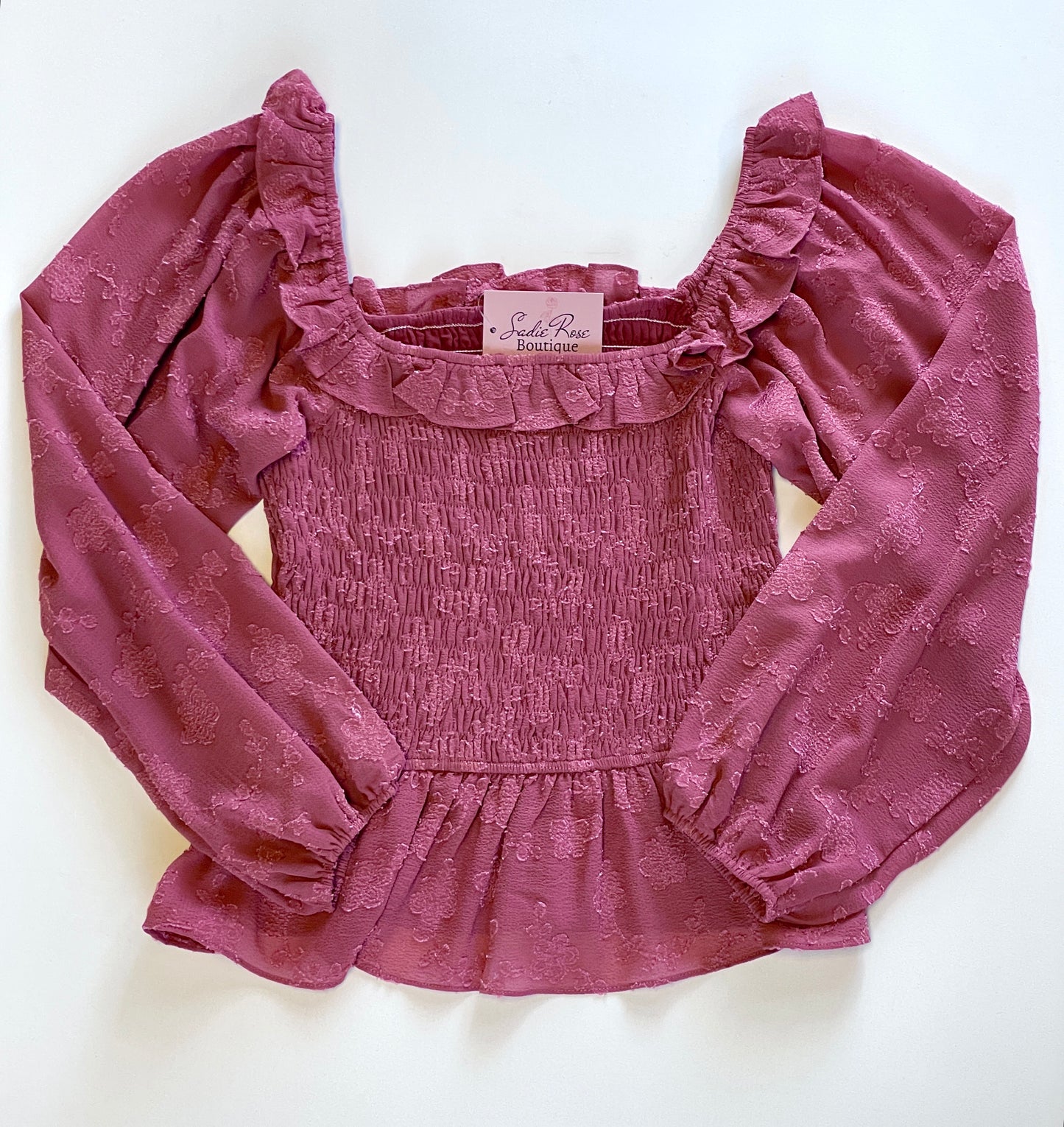 Mauve Pink Ruffled Long Sleeve Shirt