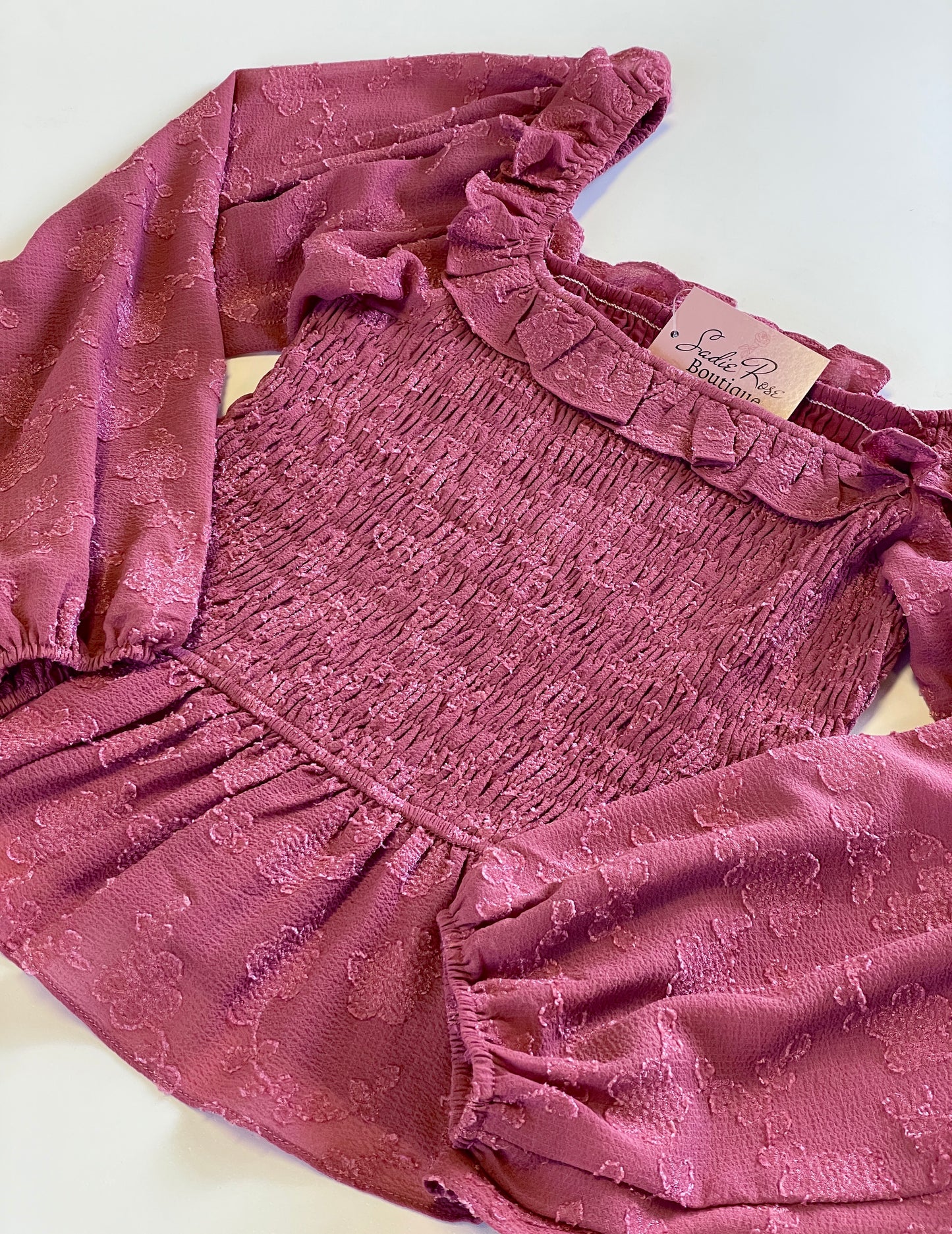 Mauve Pink Ruffled Long Sleeve Shirt