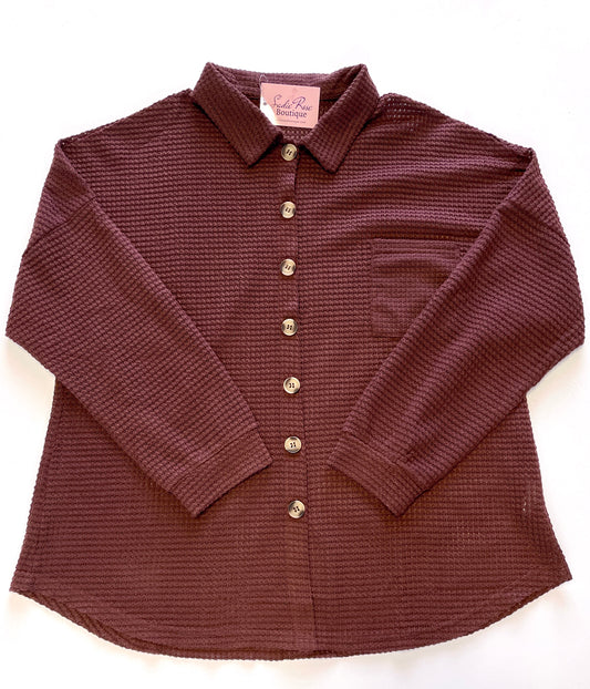 Brown Waffle Knit Jacket