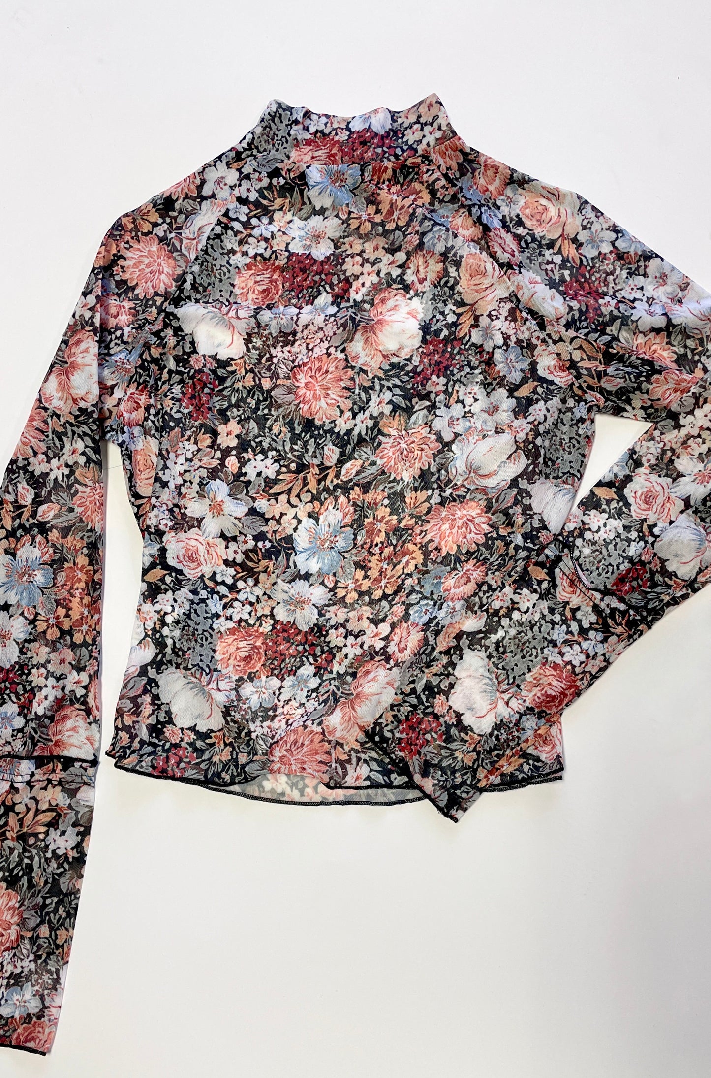 Mesh Floral Turtleneck