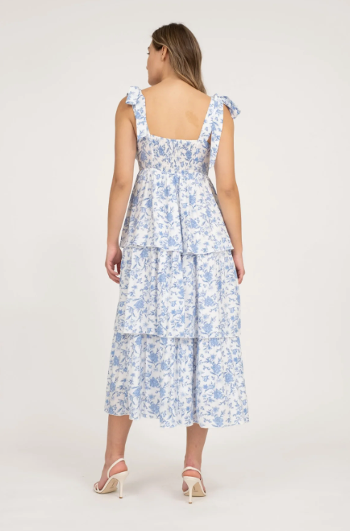 Blue Ruffle Floral Dress