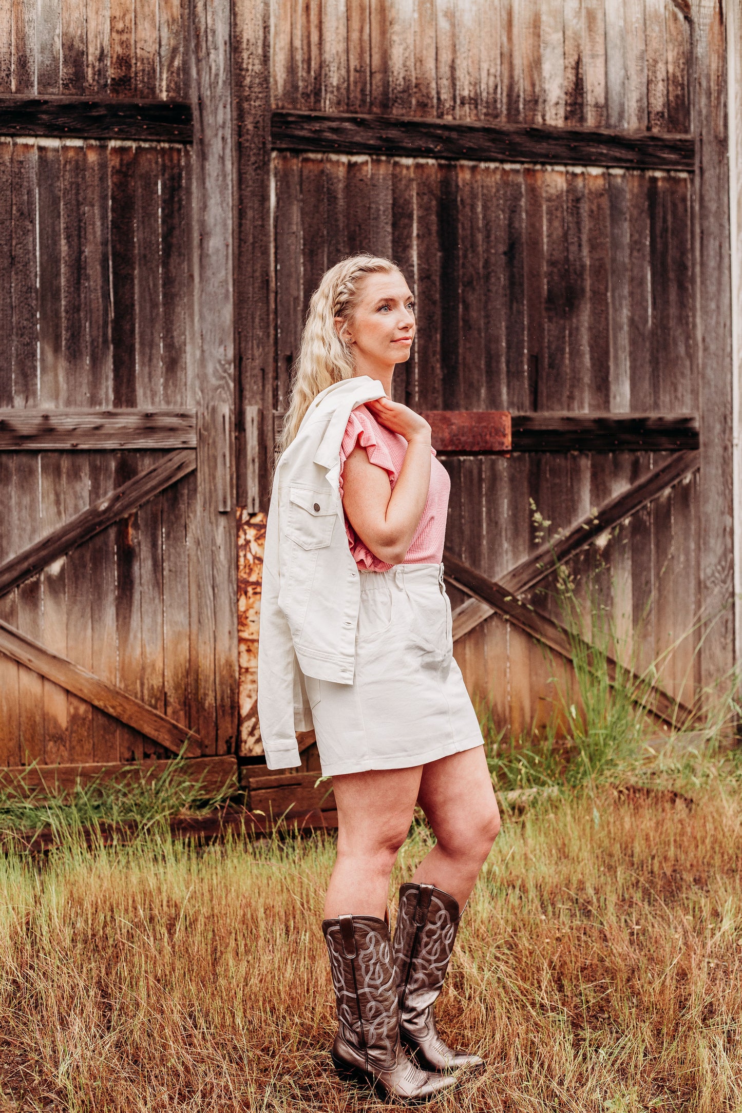 White Denim Skirt